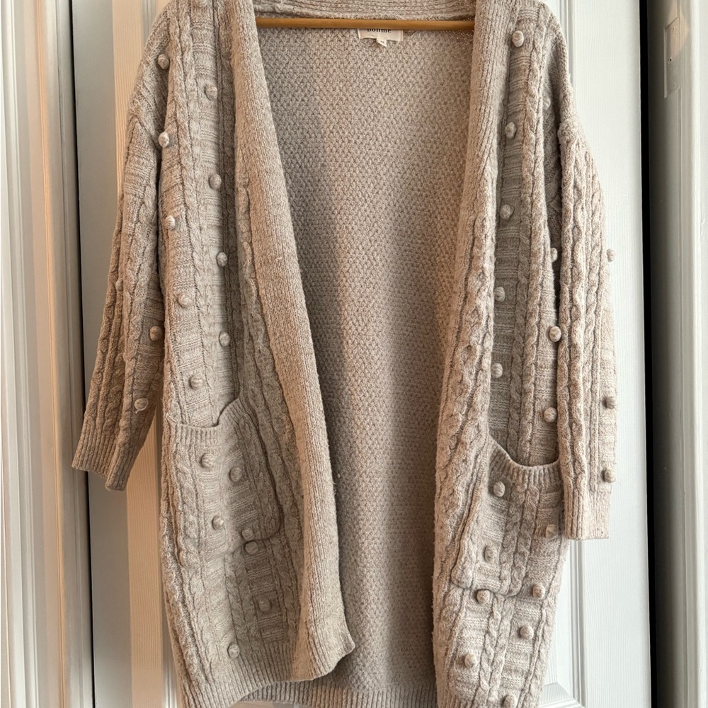 Boheme Cream Cable-Knit Cardigan Sweater